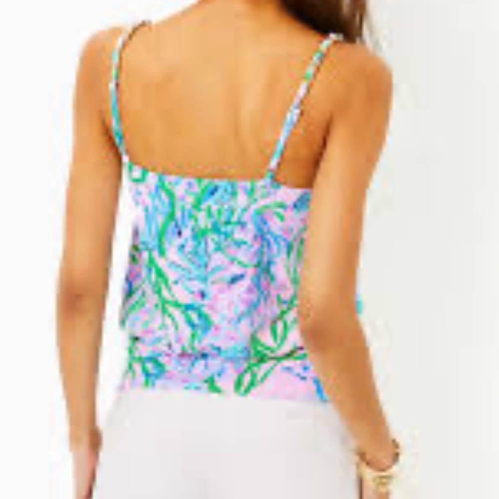 Lilly Pulitzer Blue and Green Sleeveless Fitted Camisole - Picture 2 of 2